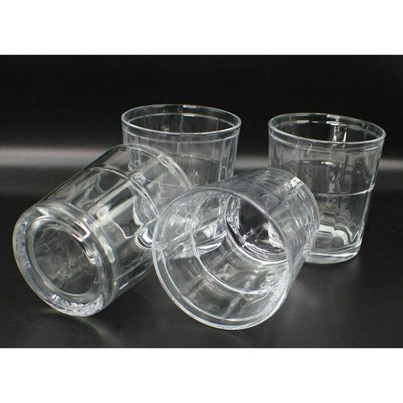 PASABAHCE Turkish Glass Tumblers Clear Squares Pattern Vintage - Picture 1 of 5
